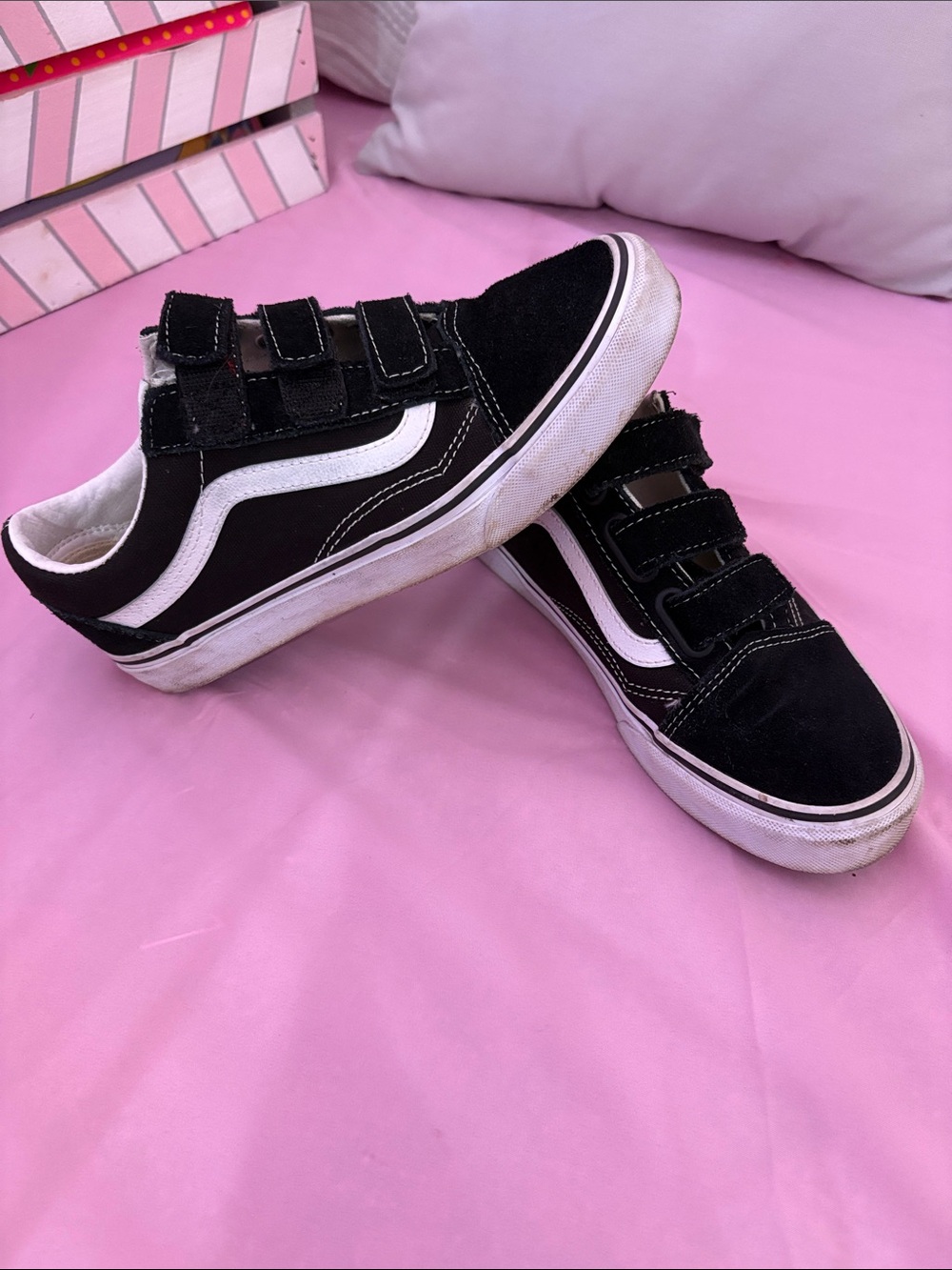 Vans Black & White Velcro Old Skool Sneakers